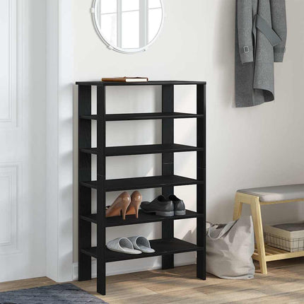 Skohylla svart 61x32x105 cm konstruerat trä