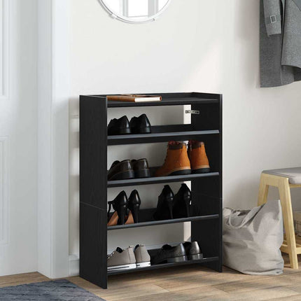 Skohylla svart 60x25x81 cm konstruerat trä