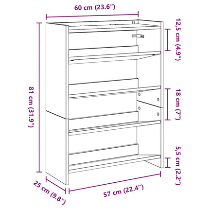 Skohylla svart 60x25x81 cm konstruerat trä