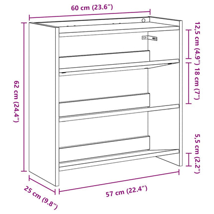 Skohylla rökfärgad ek 60x25x62 cm konstruerat trä