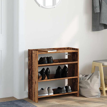 Skohylla åldrat trä 60x25x62 cm konstruerat trä