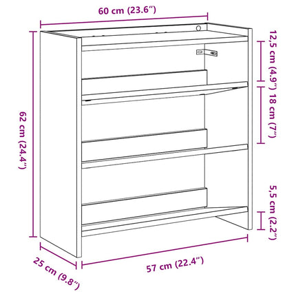 Skohylla ek 60x25x62 cm konstruerat trä