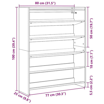 Skohylla vit 80x25x100 cm konstruerat trä