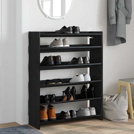 Skohylla svart 80x25x100 cm konstruerat trä