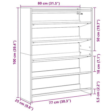 Skohylla ek 80x25x100 cm konstruerat trä