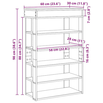 Skohylla sonoma-ek 60x30x98 cm konstruerat trä
