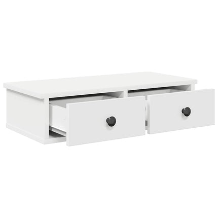 Vägghylla med lådor vit 60x28x15 cm konstruerat trä