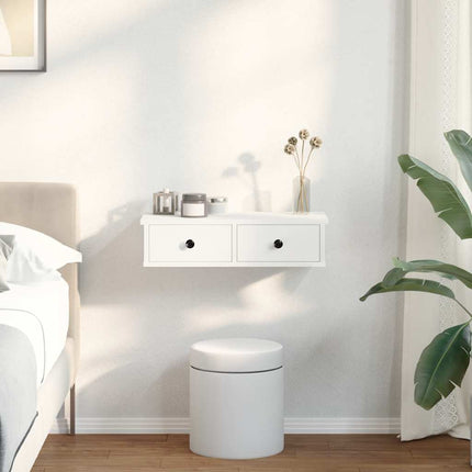 Vägghylla med lådor vit 60x28x15 cm konstruerat trä