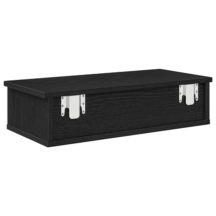 Vägghylla med lådor svart 60x28x15 cm konstruerat trä