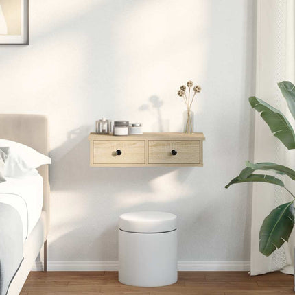 Vägghylla med lådor sonoma-ek 60x28x15 cm konstruerat trä