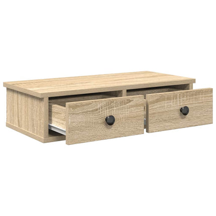 Vägghylla med lådor sonoma-ek 60x28x15 cm konstruerat trä