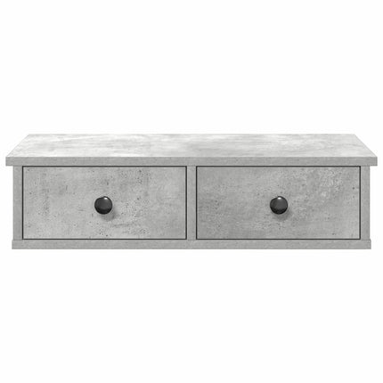 Vägghylla med lådor betonggrå 60x28x15 cm konstruerat trä