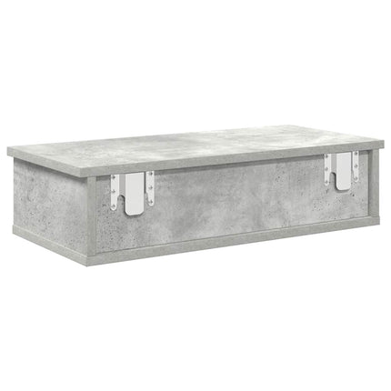 Vägghylla med lådor betonggrå 60x28x15 cm konstruerat trä