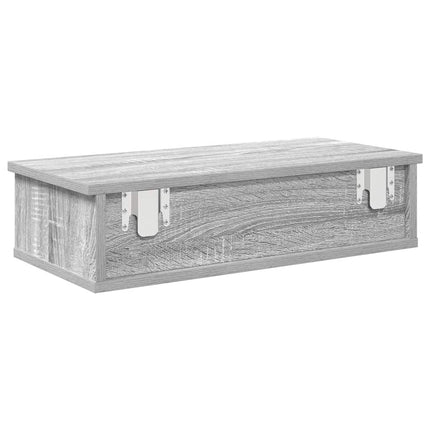 Vägghylla med lådor grå sonoma 60x28x15 cm konstruerat trä