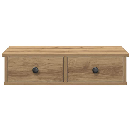 Vägghylla med lådor ek 60x28x15 cm konstruerat trä