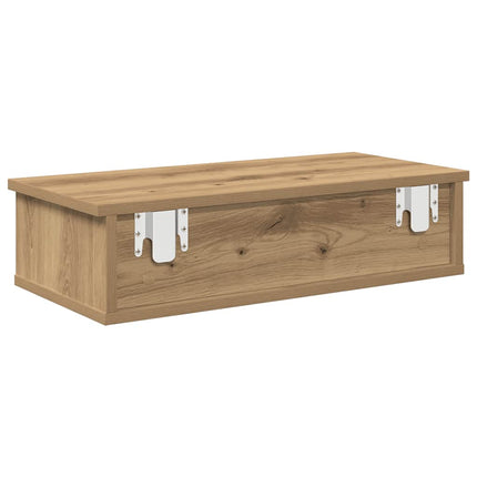 Vägghylla med lådor ek 60x28x15 cm konstruerat trä