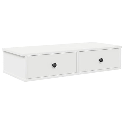 Vägghylla med lådor vit 80x34x17 cm konstruerat trä