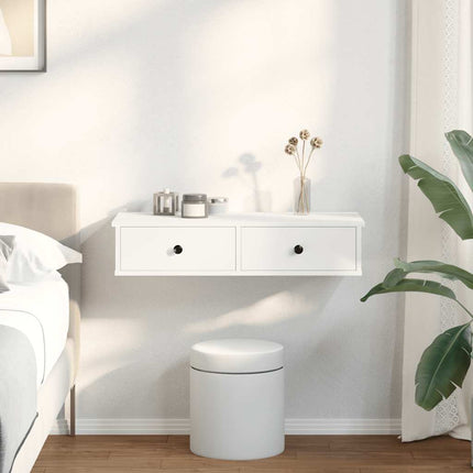 Vägghylla med lådor vit 80x34x17 cm konstruerat trä