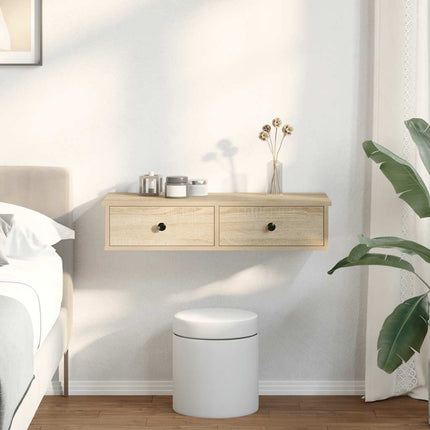 Vägghylla med lådor sonoma-ek 80x34x17 cm konstruerat trä