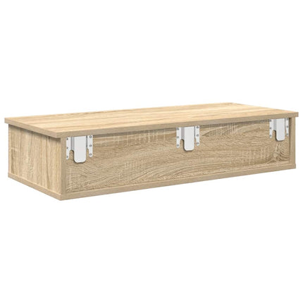 Vägghylla med lådor sonoma-ek 80x34x17 cm konstruerat trä