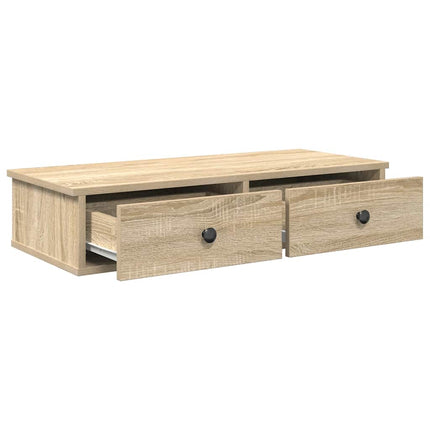 Vägghylla med lådor sonoma-ek 80x34x17 cm konstruerat trä