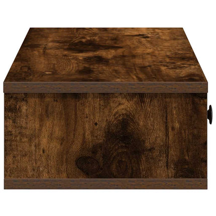 Vägghylla med lådor rökfärgad ek 100x37,5x19 cm konstruerat trä