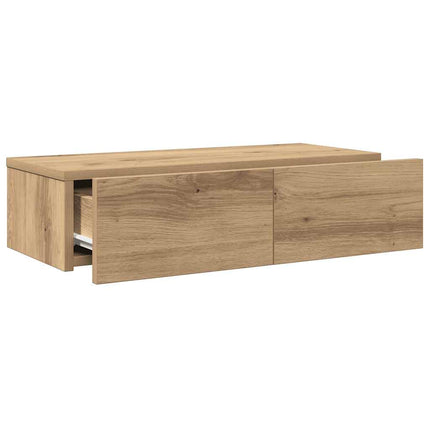 Vägghylla med lådor ek 60x26,5x15 cm konstruerat trä