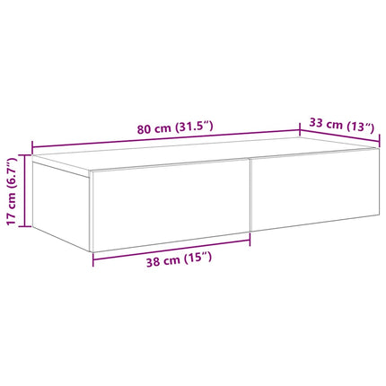 Vägghylla med lådor sonoma-ek 80x33x17 cm konstruerat trä
