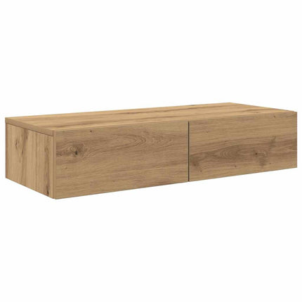 Vägghylla med lådor ek 80x33x17 cm konstruerat trä