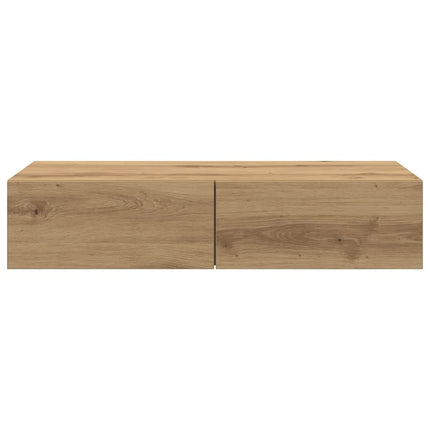 Vägghylla med lådor ek 80x33x17 cm konstruerat trä