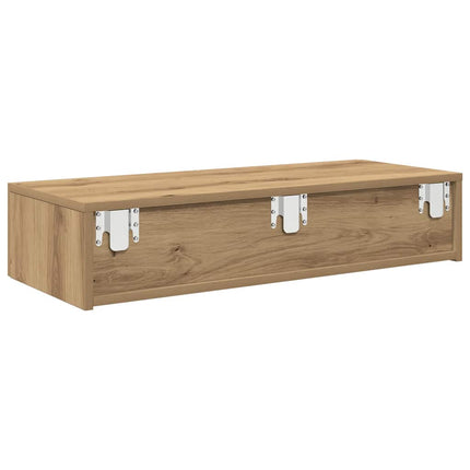 Vägghylla med lådor ek 80x33x17 cm konstruerat trä