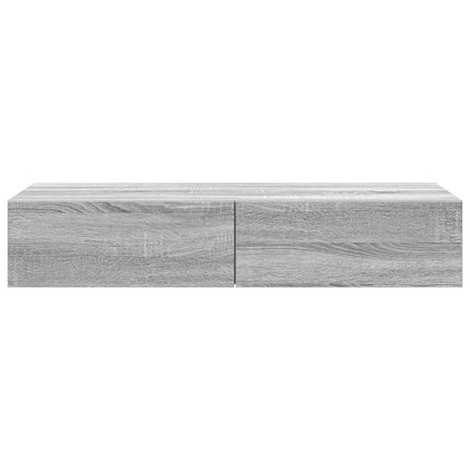 Vägghylla med lådor grå sonoma 100x36x19 cm konstruerat trä