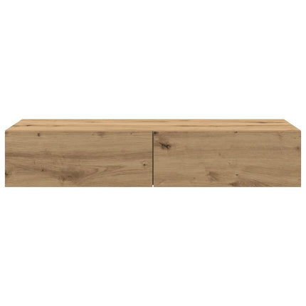 Vägghylla med lådor ek 100x36x19 cm konstruerat trä