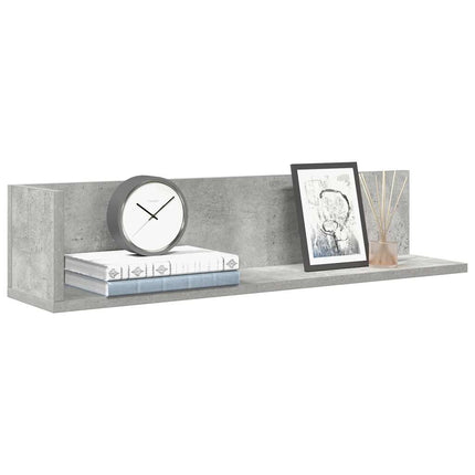 Vägghyllor 2 st betonggrå 75x16,5x16,5 cm konstruerat trä