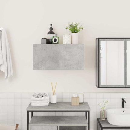 Väggskåp för badrum betonggrå 60x25x30 cm konstruerat trä