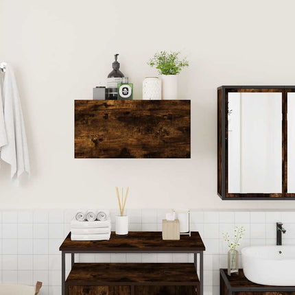 Väggskåp för badrum rökfärgad ek 60x25x30 cm konstruerat trä