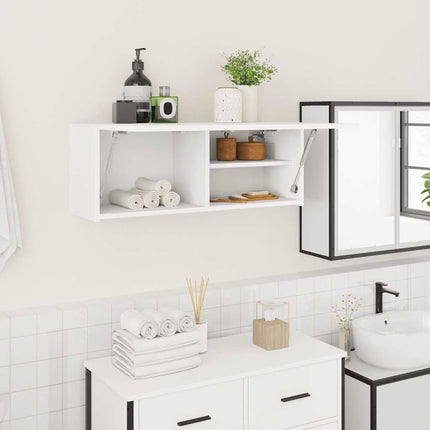 Väggskåp för badrum vit 80x25x30 cm konstruerat trä