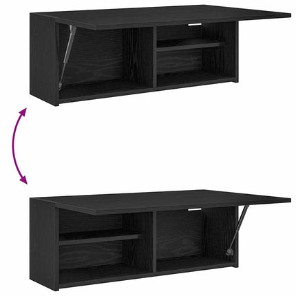 Väggskåp för badrum svart 80x25x30 cm konstruerat trä
