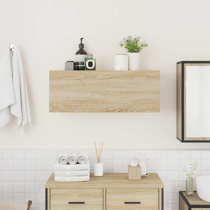 Väggskåp för badrum sonoma-ek 80x25x30 cm konstruerat trä