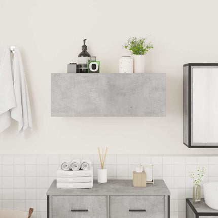 Väggskåp för badrum betonggrå 80x25x30 cm konstruerat trä