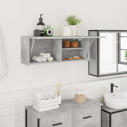 Väggskåp för badrum betonggrå 80x25x30 cm konstruerat trä