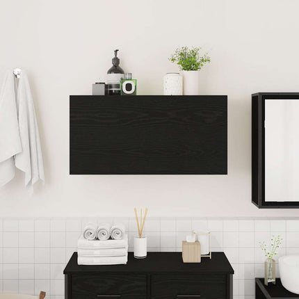 Väggskåp för badrum svart 80x25x40 cm konstruerat trä