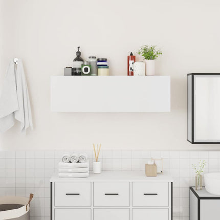 Väggskåp för badrum vit 100x25x30 cm konstruerat trä