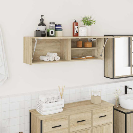 Väggskåp för badrum sonoma-ek 100x25x30 cm konstruerat trä