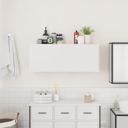 Väggskåp för badrum vit 100x25x40 cm konstruerat trä
