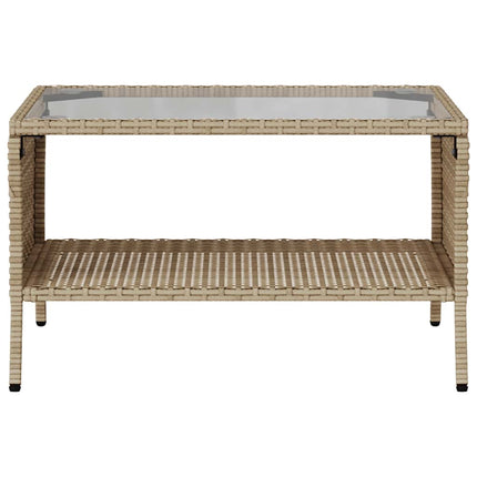 Trädgårdssoffa 2-sits med dynor och bord beige konstrotting