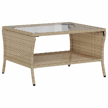 Trädgårdssoffa 2-sits med dynor och bord beige konstrotting