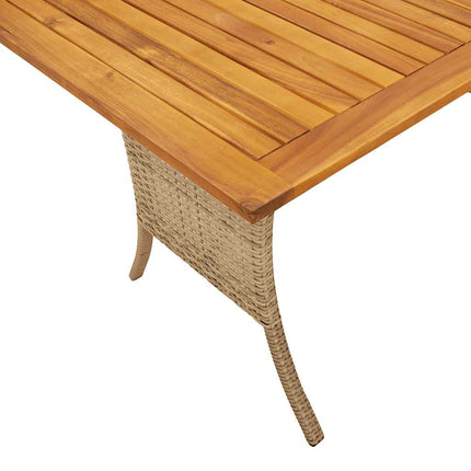 Trädgårdssoffa 3-sits med dynor och bord beige konstrotting