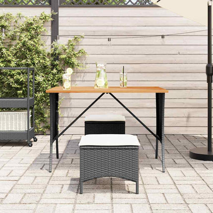 Matgrupp för trädgården med dynor 3 delar svart konstrotting