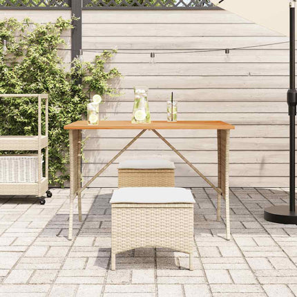 Matgrupp för trädgården 3 delar med dynor beige konstrotting